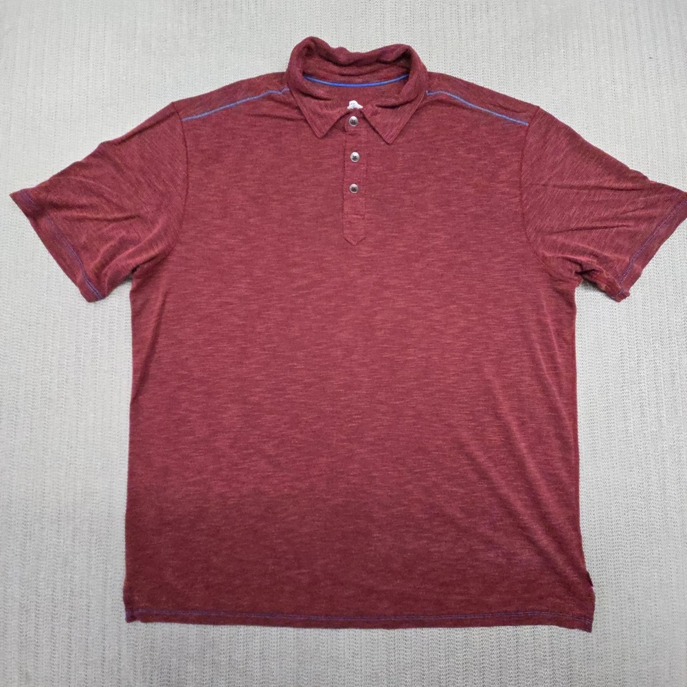 Tommy Bahama Polo Shirt Mens Large Red Tencel Lyocell Blend Lightweight Casual